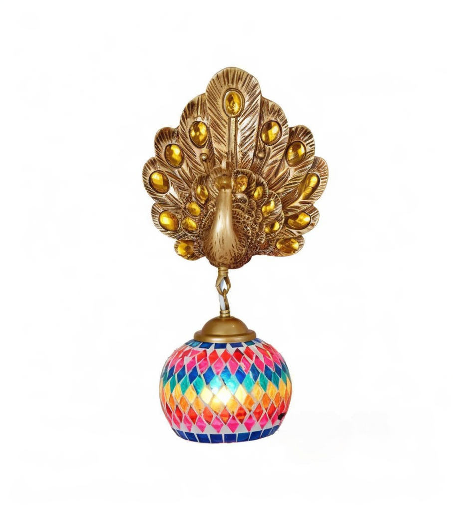 The Enchanted Peacock Mosaic Sconce