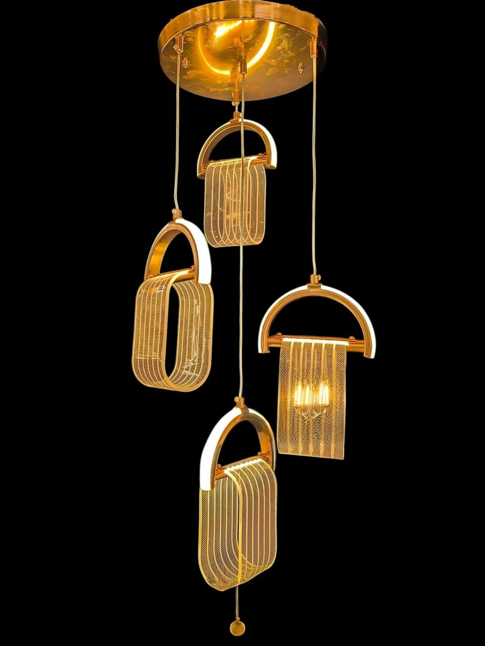 The Gilded Basket Weave Pendant Cluster