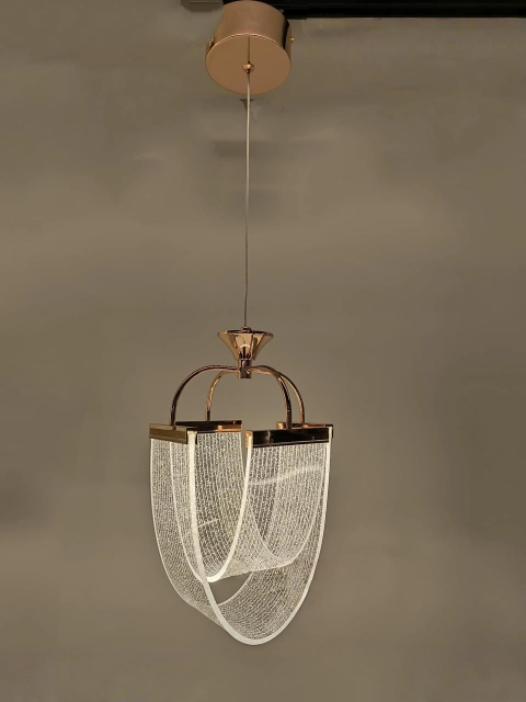 The Rose Gold Draped Mesh Pendant