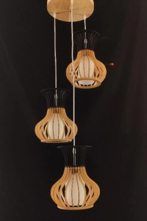 The Hourglass Wood Cage Pendant Cluster