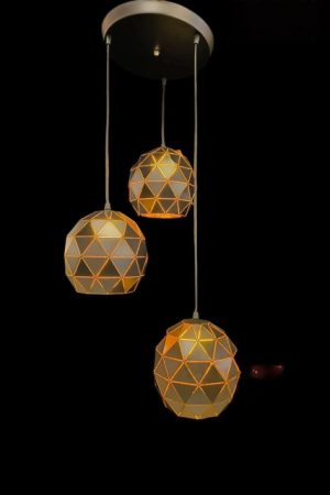 The Gilded Geometric Sphere Pendant Cluster